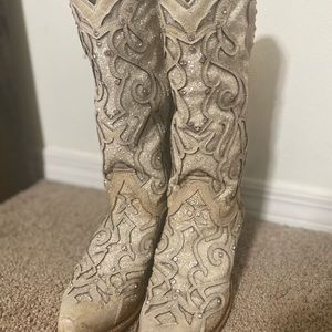 CORRAL WOMEN'S WHITE GLITTER INLAY WESTERN BOOTS
